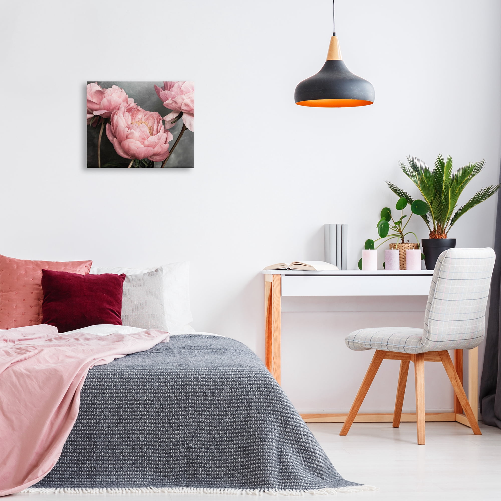 Stupell Industries Pink Peonies Trio Plants & Flowers Painting Wrapped Canvas Art Print Wall Art, 20 x 16