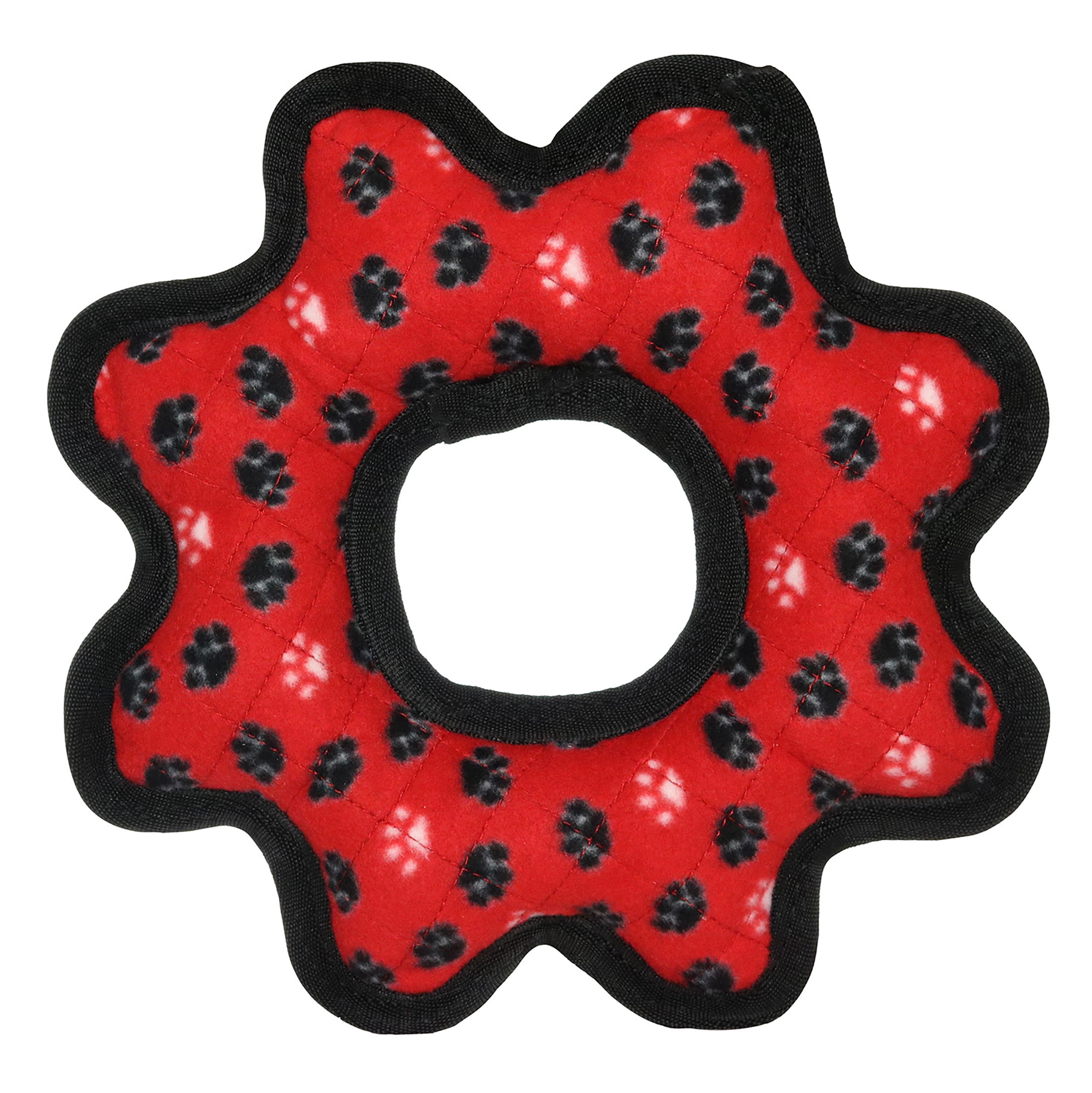 Tuffy Ultimate Gear Ring Red Paw Durable Plush Squeaky Dog Toy