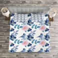 thumbnail image 3 of Ambesonne Blue Quilted Bedspread Set 3 Pcs, Spring Sparrow Birds, Queen Size, Royal Blue Sky Blue, 3 of 3