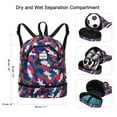 thumbnail image 3 of HAWEE Dry Wet Drawstring Backpack with Shoe Compartment for Women Waterproof Yoga String Bag Outdoor Sports Rucksack for Gym/ Beach/ Swim Pool, Camouflage, 3 of 7