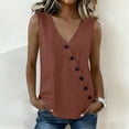 thumbnail image 2 of Sevevn Women's Asymmetrical Button Down Sleeveless Linen Blouse V Neck Summer Tank Top Bronze XL, 2 of 8