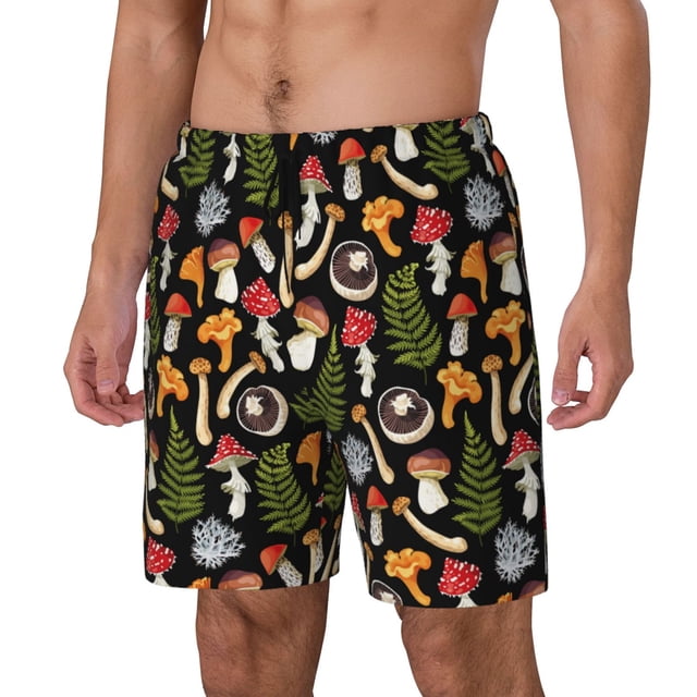 Fotbe Mushrooms Traje de Baño para Hombre – Shorts de Natación de Secado Rápido con Forro y Bolsillos-3X-Large