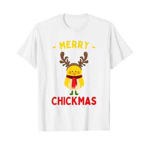 Merry Chickmas Cute Baby Chick Christmas Farm Animal Xmas White T-Shirt