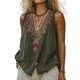 thumbnail image 1 of Camiseta sin mangas Chovity con bordado mexicano para mujer, lino de verano, 1 of 3