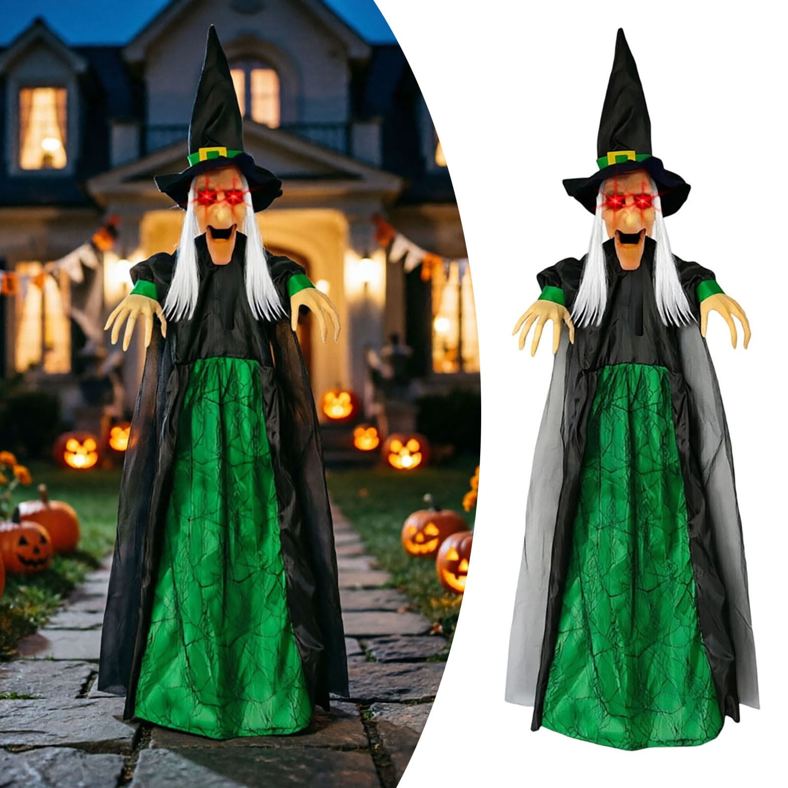 Halloween Party Decoration Essentials Sound Activated Light Up Screaming Hanging Witch Halloween Prop Witch For Escape Room Bar Halloween Party In