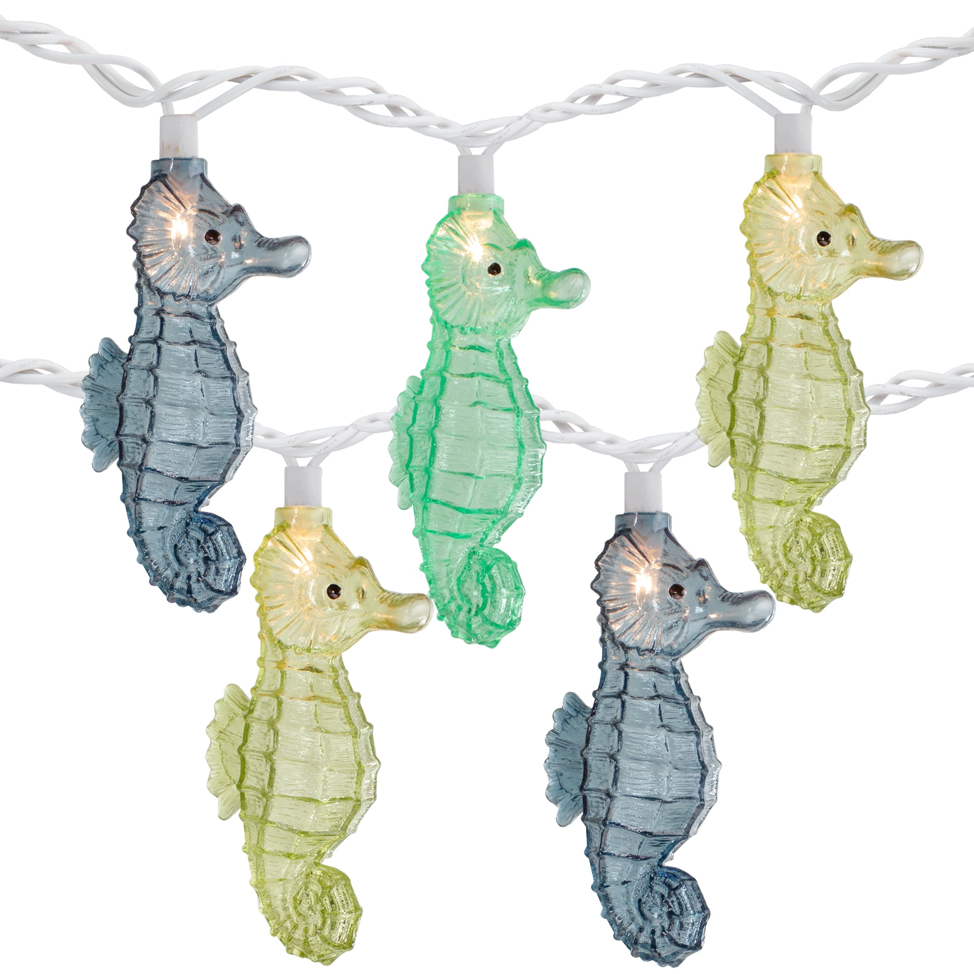 SEAPORT BLUE SEA GREEN SEAHORSE ELECTRIC INDOOR/OUTDOOR 10 COUNT STRING LIGHTS 