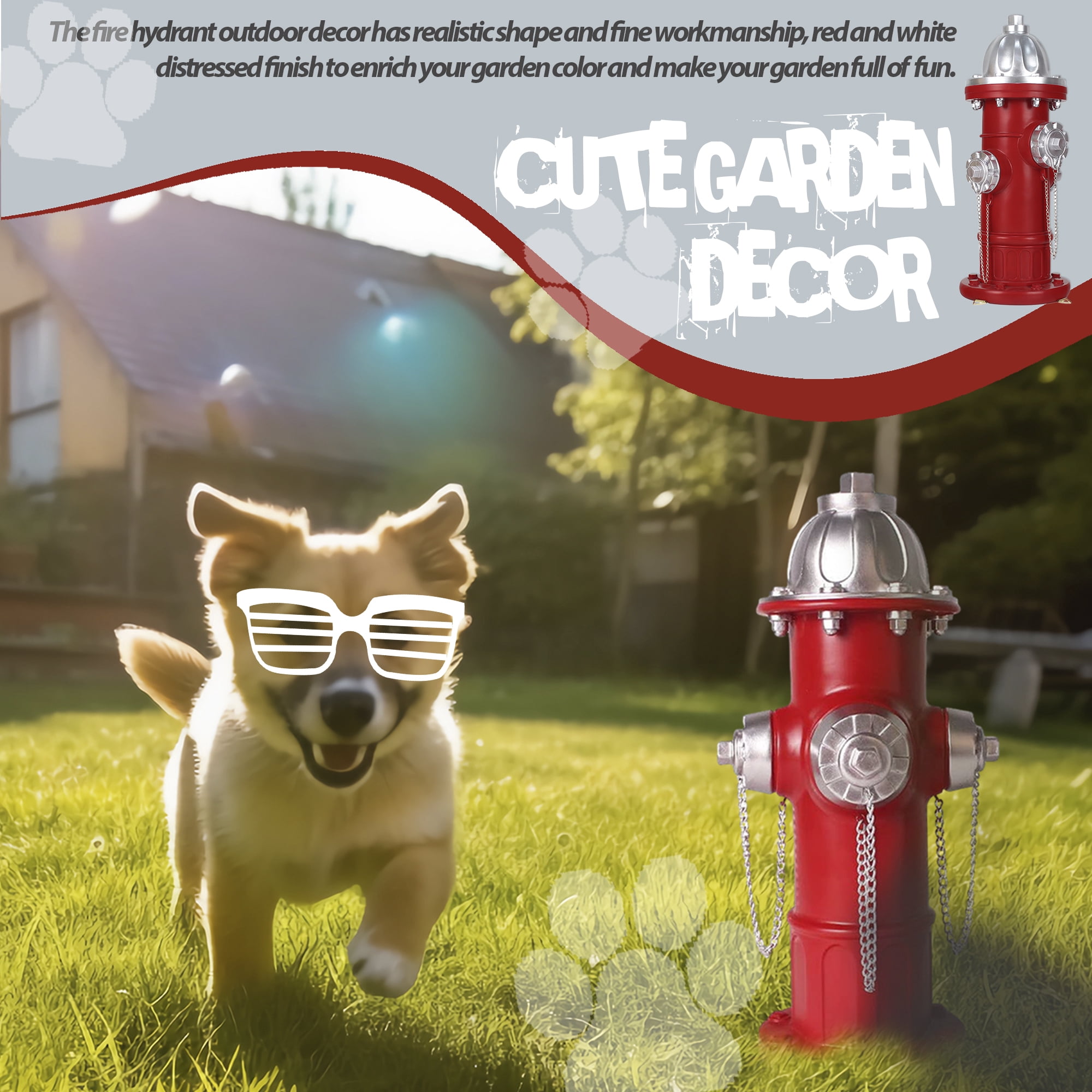 Dog Fire Hydrant Pee Post, Prefdo Puppy Pee Post Training Statue, Indoor Outdoor Fire Hydrant Decor Figurines for Yard Art Garden Lawn, Gift for Fireman (14.5 inch )