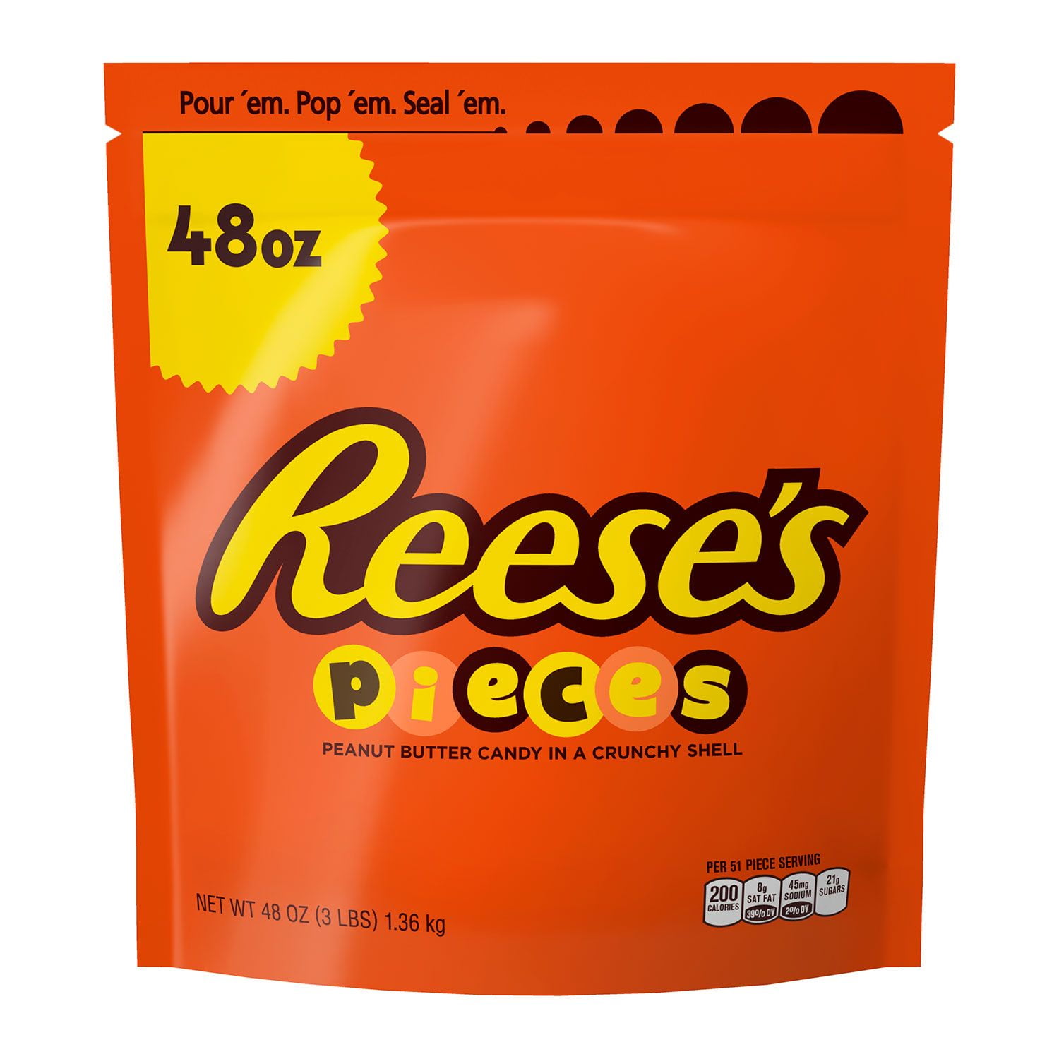 Reese's Pieces Candy Gluten free 3 pound resealable bag