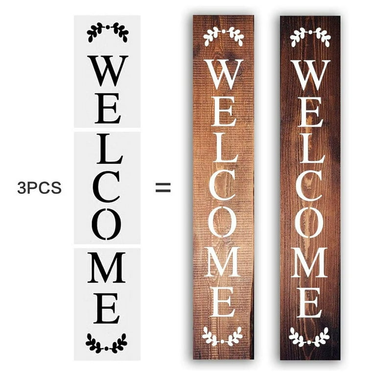 Decal for Round Wood Door Sign Family Friends Welcome Stencil or Sticker