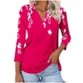 thumbnail image 2 of Aloohaidyvio Blouses for Women 3/4 Sleeve,Women's 2024 Summer Spring Trendy T-Shirts Casual 3/4 Sleeve Shirts Solid Color V Neck Basic Tees Loose Print Tops, 2 of 5