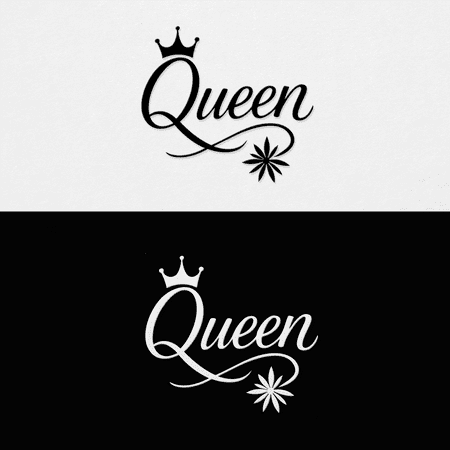 (2 Pcs 1 Black 1 White 5.0 x 4.8 ) - No Background - Waterproof of Queen Crown Sticker Decal for Laptops Water Bottles Cars Trucks Wall Ideal Gift - 925VER1K15152BW