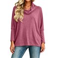 thumbnail image 4 of yillto Womens Cowl Neck Shirts Loose Long Sleeve Plain Blouses Fashion Dressy Work Tops Outfits, 4 of 6