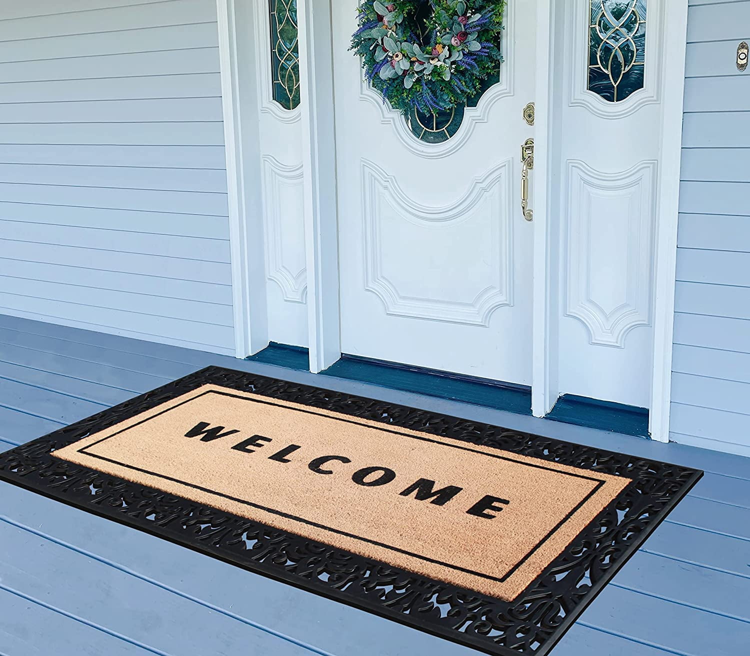 A1HC Entrance Door Mats, 30” x 60”, Durable Large Outdoor Rug, Non-Slip Flocked Welcome Doormat, Rubber Backed Low-Profile Heavy Duty Door Mat, Indoor Outdoor for Front Door, High Traffic Areas