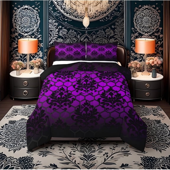 Erosebridal Tribal Damask Bedding Sets Twin with Comforter, Bohomian Floral Duvet Insert, Geometric Decor, Reversible 2 Pieces