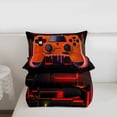 thumbnail image 4 of Orange Gaming Queen Comforter Set - Gamer Comforter Queen Size Bedding Set, Neon Lights Abstract Geometry Design Gamer Room Decor, 4 of 6