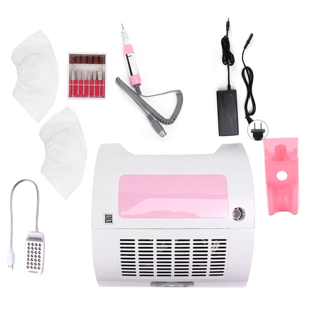 Máquina de manicura 4 en 1, 60W Profesional Taladro de u?as Pluma Colector de Polvo de u?as Manicura Almohada de reposamanos de luz Equipo de Arte de u?as Multifuncional(Nosotros) EOTVIA No