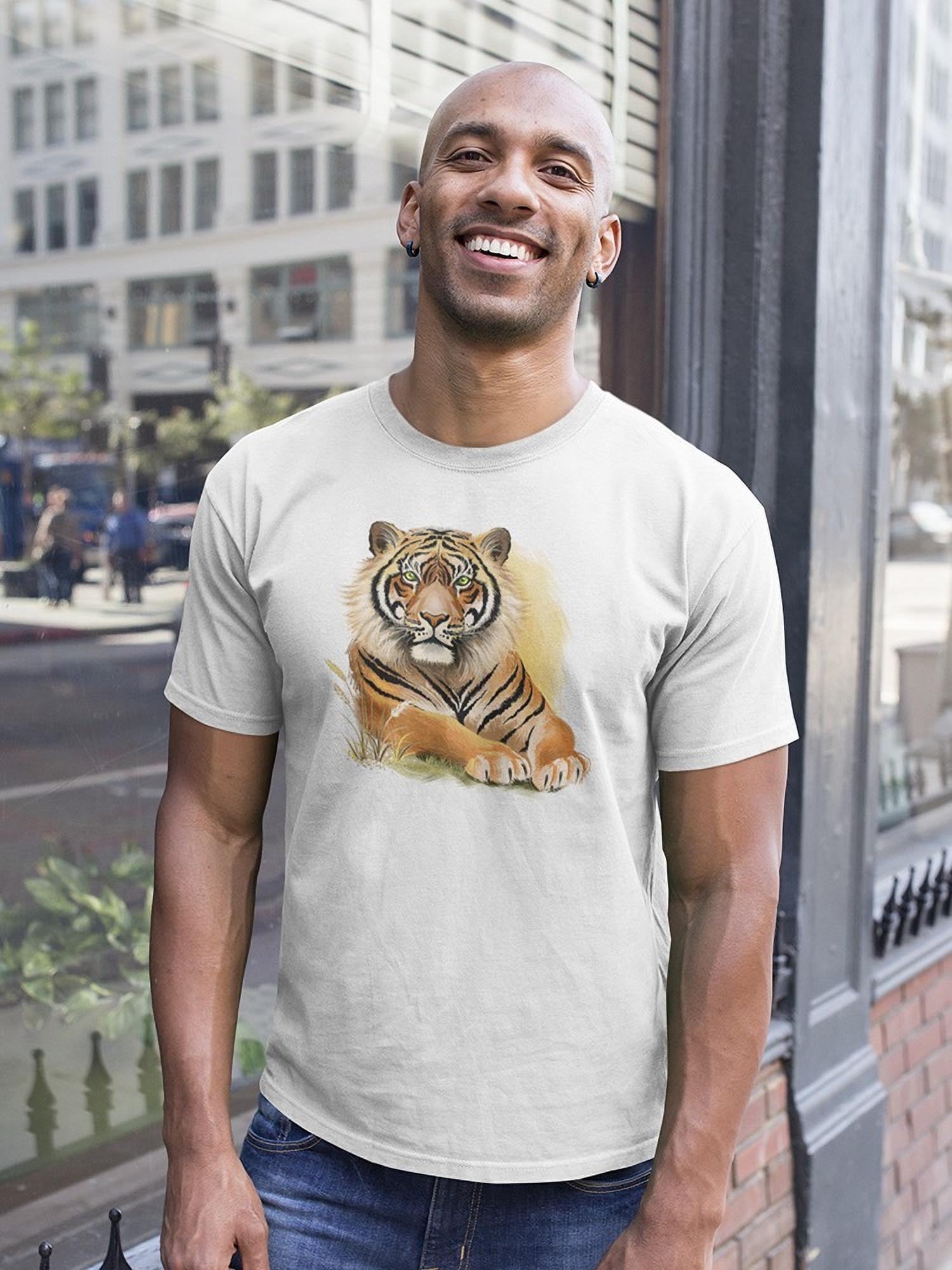 Beautiful Jungle Tiger T-Shirt Men -Image by Shutterstock, Male 3X-Large