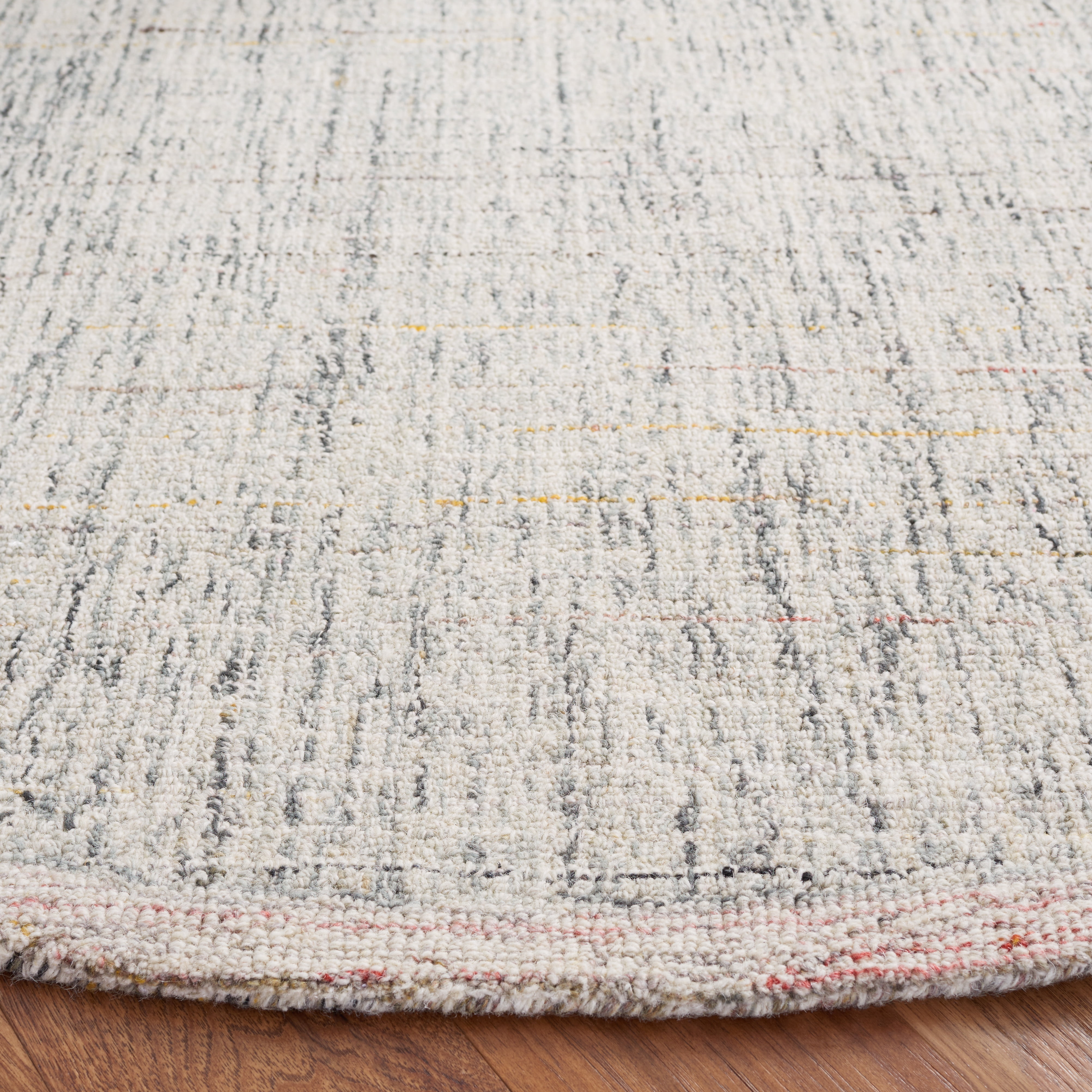 SAFAVIEH Abstract Hilbert Distressed Area Rug, Red/Ivory, 6' x 6' Round