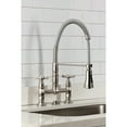 thumbnail image 4 of Kingston Brass GS1278BEX Essex Double-Handle 2-Hole Deck-Mount Pre-Rinse Bridge Kitchen Faucet in Brushed Nickel, 4 of 8