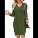 thumbnail image 2 of Vestidos Tipo Suéter Holgados de Otoño con Cuello en V, Larga y por Encima de la Rodilla para Mujer. Verde Oscuro S, 2 of 7