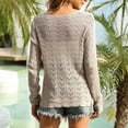 thumbnail image 4 of FRSASU Women's Sweaters Casual Long Sleeve V Neck Crewneck Lightweight Crochet Pullover Sweater Tops Beige, 4 of 6