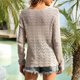 thumbnail image 4 of Xuyuer Womens Knit Sweater 2025 Crewneck Cute Elegant Soft Long Sleeve Hollow Cable Knit Pullover Tops, 4 of 6