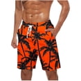 thumbnail image 2 of Ceisia Men's Elastic Waist Drawstring Loose Fit Beach Shorts with Pockets All-over Print Quick Dry Casual Summer Pants Orange Gifts for Father 3X, 2 of 5