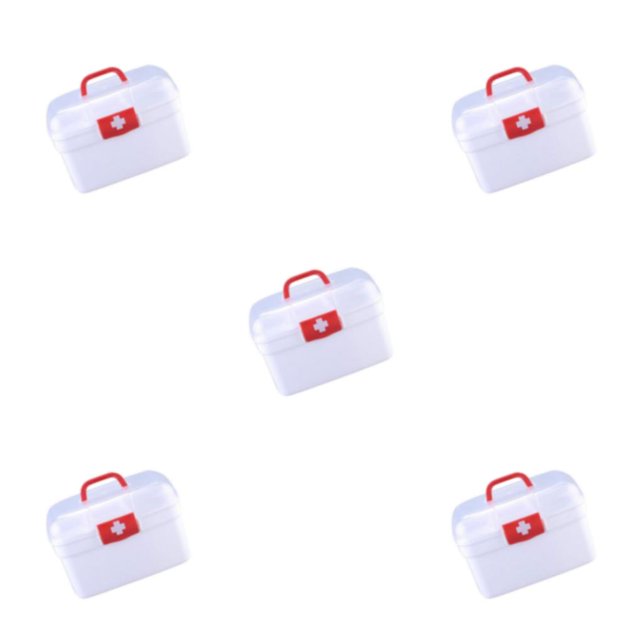 Transemion Versatile Family First Aid Box Container with Handle for Car and Home L 5Set