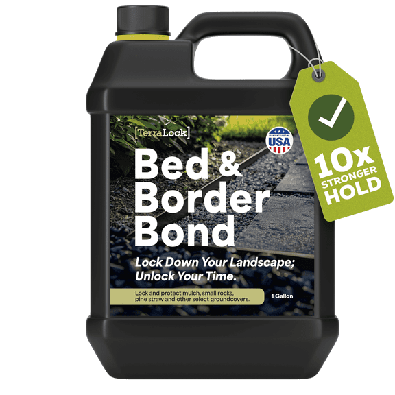 TerraLock Bed and Border Bond For Landscaping, 1 Gallon Rock Glue. Easy Spray, Easy Hold. Perfect for Mulch, Pea Gravel Large & Small, Rock, Straw and Stone, Pega Para Piedras de Jardin