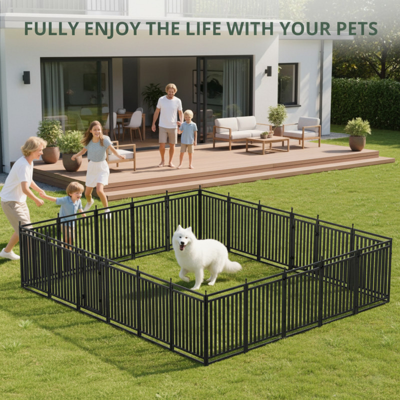 Petorldog dog playpen 40" Height, 24 Panels Foldable Metal dog fence outdoor for yard, outdoor use for RV Camping (Black-Silver)