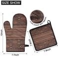 thumbnail image 6 of Brown Boho Tribal Hexagons and Stripes Pattern Kitchen Oven Mitt and Pot Holder Sets 2 Pcs for Baking, Cooking and Grilling, Heat Resistant Up To 392 °F, 6 of 7