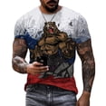 thumbnail image 2 of Russian Flag Print Short Sleeve Casual Summer Round Neck T-shirt For Men, 2 of 4