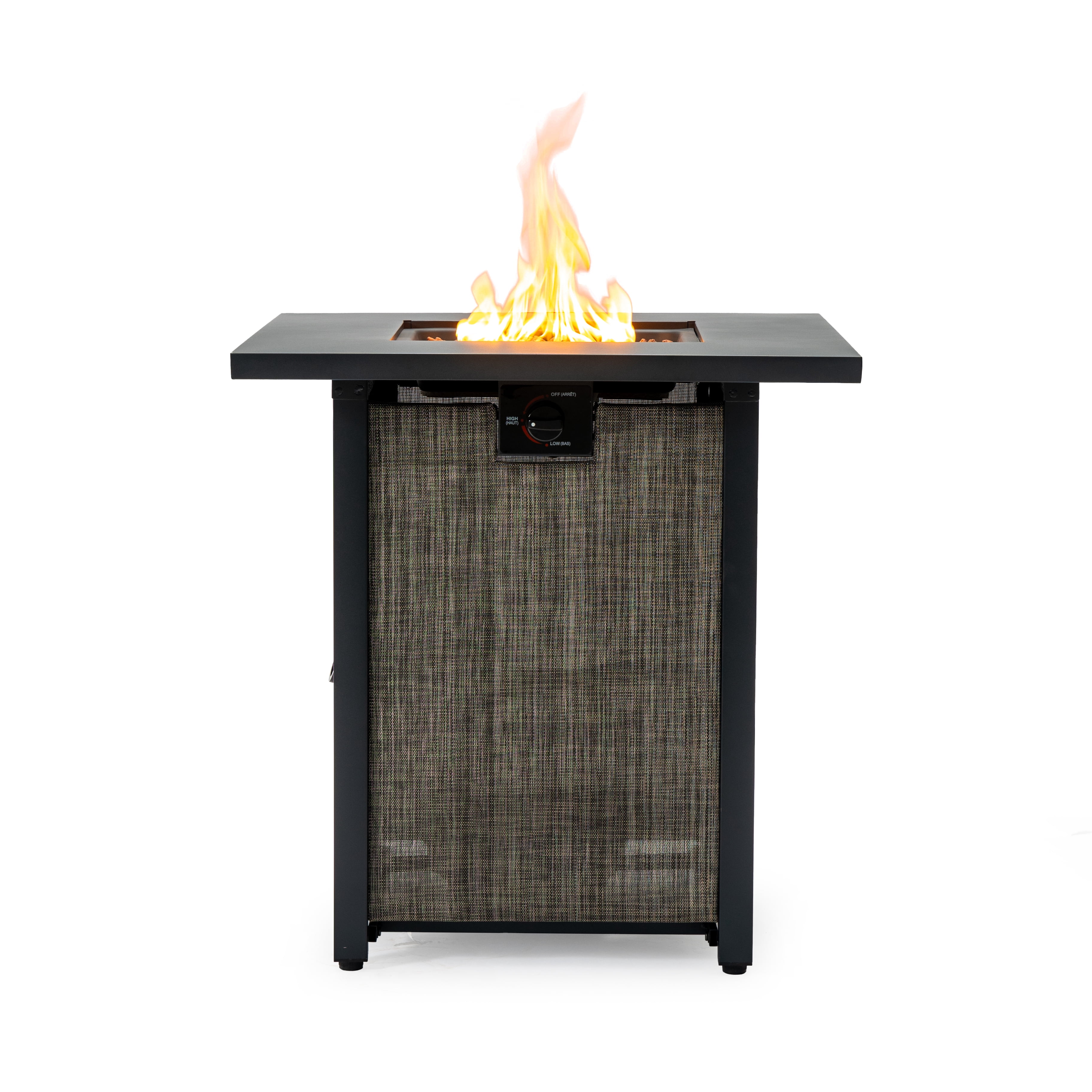 E-Western 28-Inch Propane Fire Pit Table with 50000 BTU Steel Square Design for Outdoor Patio Garden Courtyard Black