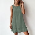 thumbnail image 3 of ZHYou Women's Summer Dresses with Cute Bow Casual Loose Sleeveless Sundress Ruffle Hem Tank Dresses Beach Dress with Pockets Green M, 3 of 8