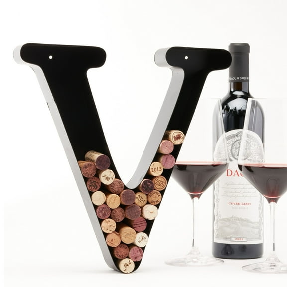 Decomil Wine Cork Holder (A-Z) (Letter V) | Decorative Wine Letters Cork Holder (V) | Wall Art Cork Holder Decor (V)