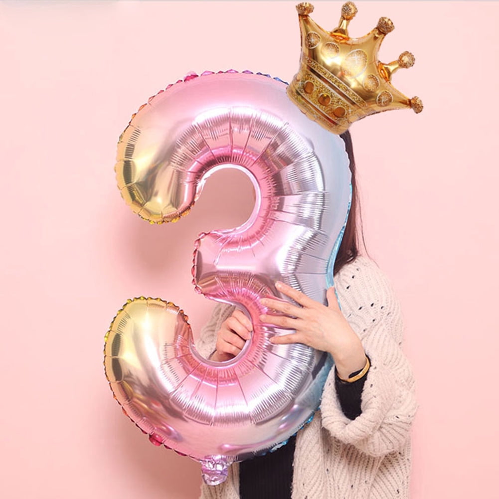 Details about   40 inch Number 0-9 Foil Balloon Crown Digit Air Ballon Birthday Decor 