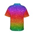 thumbnail image 3 of Bixox Men's Hawaiian Shirts Men's Rainbow Glitter Print Short-Sleeve Shirt-3X-Large, 3 of 8