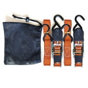 Ozark Trail 2 Pack 10 feet Steel Ratchet Tie Down Straps, 400 lbs, Brick Orange, 12.8 oz
