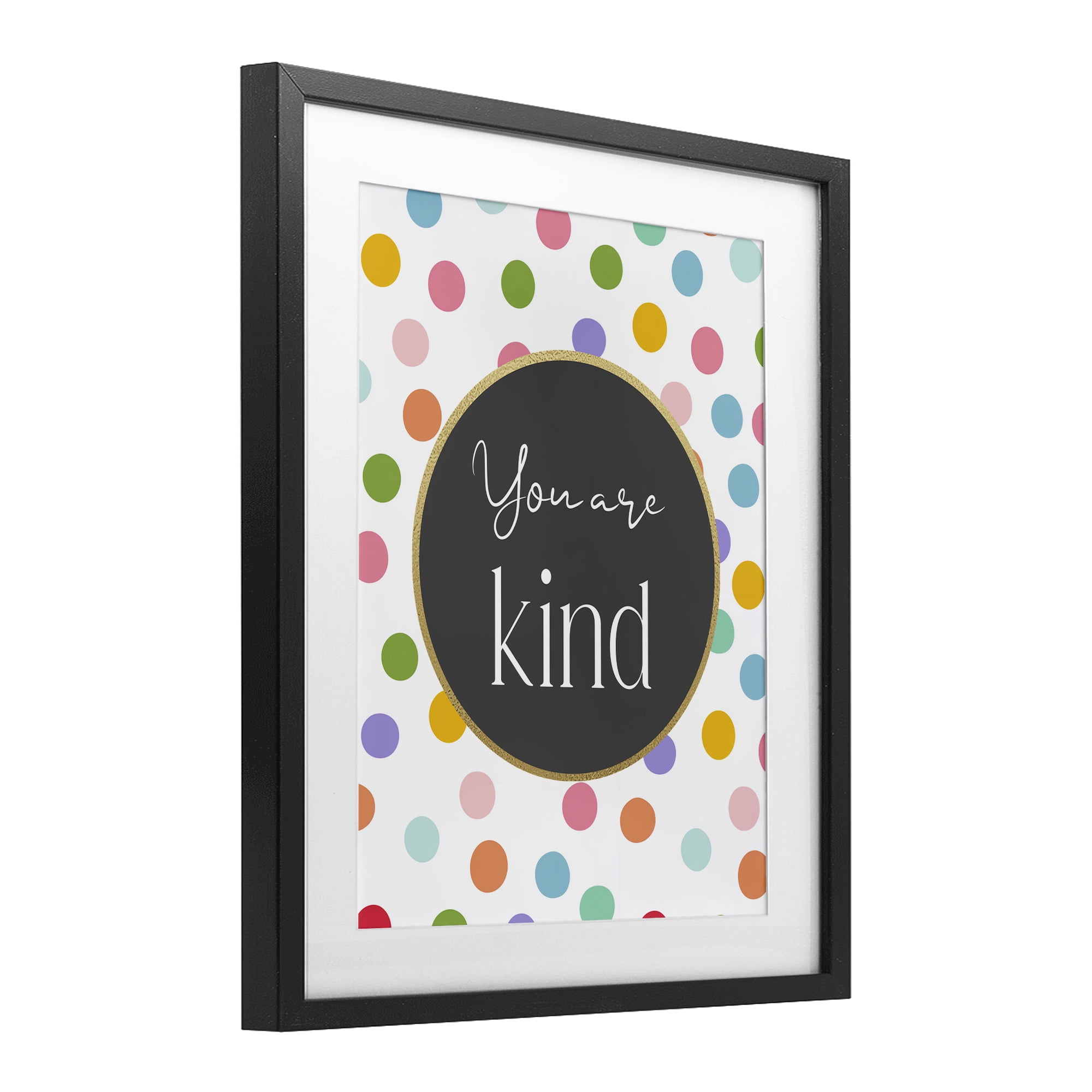 Stupell Industries You Are Kind Polka Dots Black Framed Print Under Glass, design by Christine Simpson Art