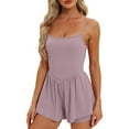 thumbnail image 5 of GEWSEY Women's Summer Sleeveless Rompers Spaghetti Strap Double Lined Shorts Jumpsuit One Piece Outfits (Light Purple, XXL), 5 of 9