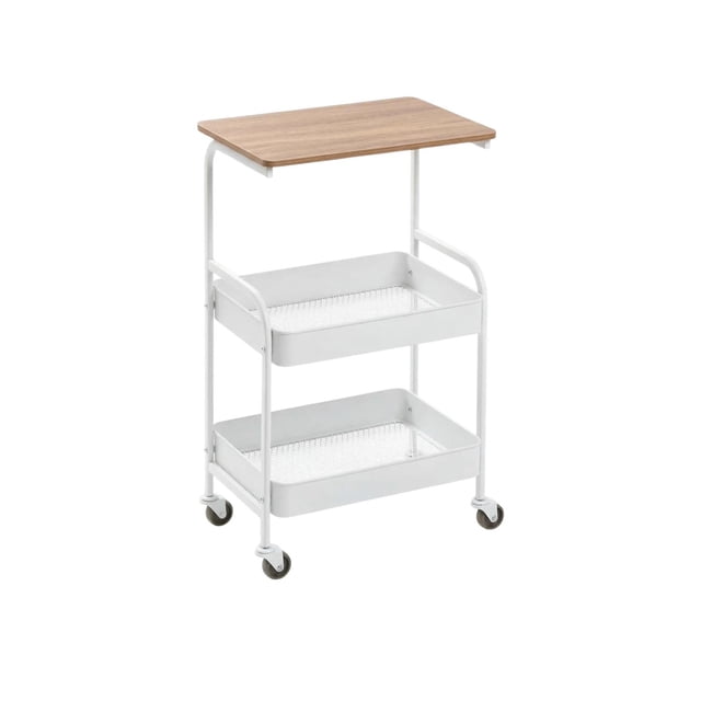 Carrito Organizador De Cocina 2 Niveles Móvil Ruedas Freno blanco