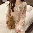 thumbnail image 1 of Pijamas INS de primavera y otoño para mujer, conjunto de ropa de dormir con cuello de muñeca de encaje, ropa de casa bonita y dulce, nuevo Pijama femenino, traje de dormir, 1 of 4
