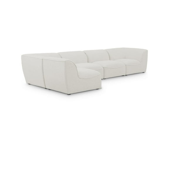 Meridian Furniture Miramar Cream Durable Linen Textured Modular Sectional