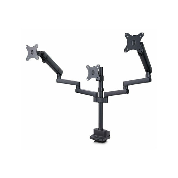 StarTech.com Support de Bureau Triple pour Moniteurs pour jusqu'à Trois Écrans de 27 Po, VESA 75x75/100x100, Réglages de Bras Sans Outils, Support à Pince en C/passe-Fil, Bras Assistés par Ressort - Trousse de Montage - Bras Ajustable - pour 3 Écrans LCD - Aluminium, Acier, Plastique - Noir - Taille d'Écran : jusqu'à 27 Pouces - Monté sur Bureau