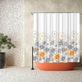 thumbnail image 5 of Orange Flower Shower Curtain Grey and Orange Floral Bathroom Decor with Hooks 72"×72", 5 of 6
