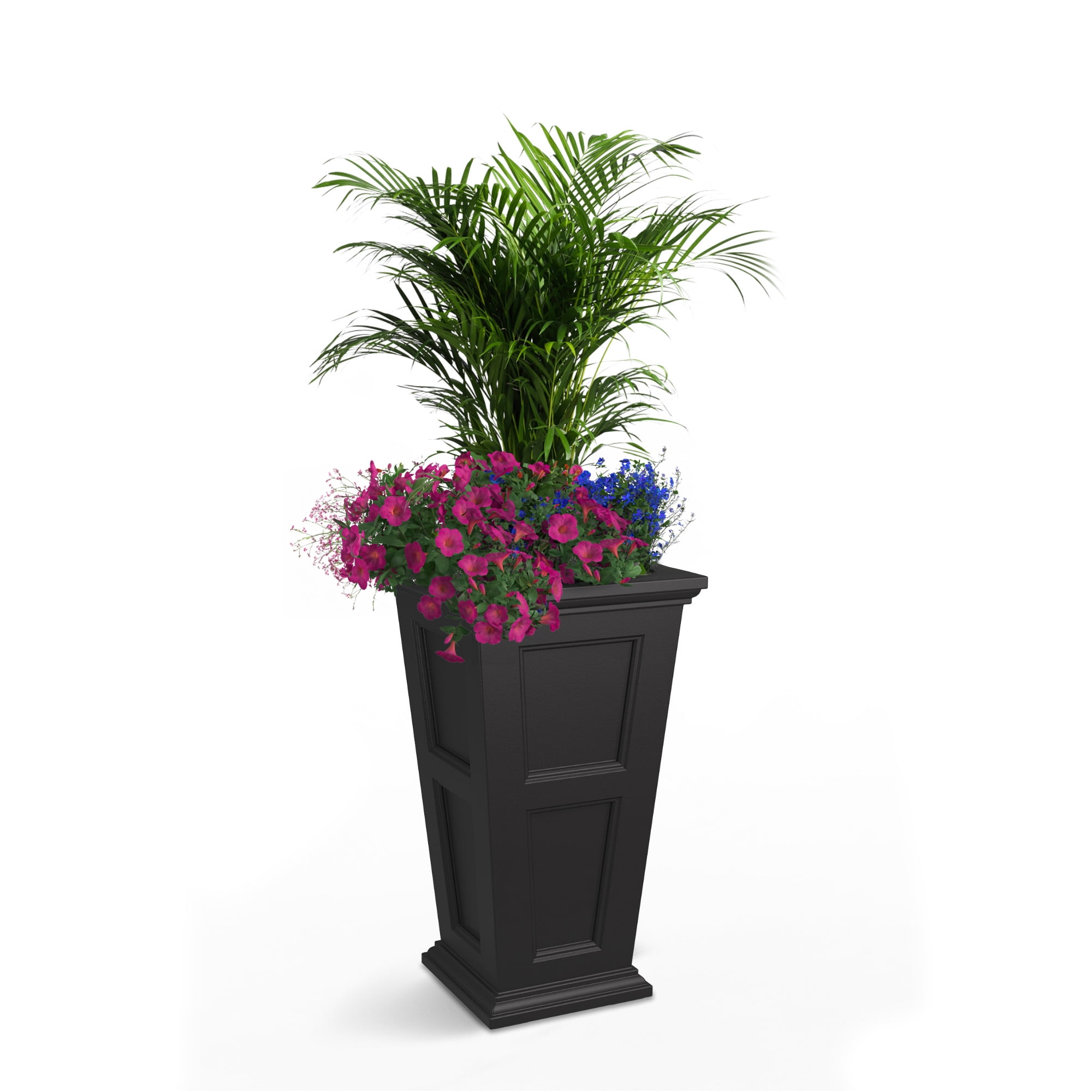 Mayne Fairfield 16” x 16” x 28” Square Tall Black Self Watering Plastic Planter