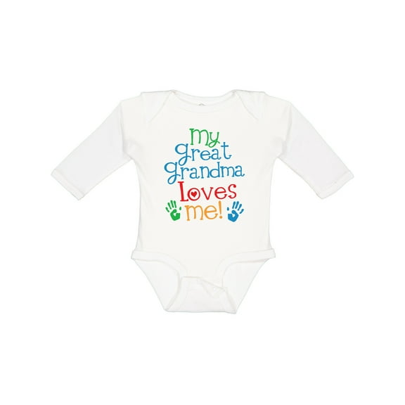 Inktastic My Great Grandma Loves Me for Grandson Boys or Girls Long Sleeve Baby Bodysuit