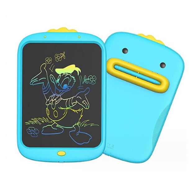 (azul) Pizarra de dibujo con grafiti para niños con forma de pato amarillo pequeño, pizarra de escritura con pantalla LCD a color, pizarra pequeña, pizarra electrónica para el hogar para bebés