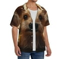 thumbnail image 2 of Sikiie Sunflower Cute Puppy Men's Wrinkle Free Untucked Cuban Shirt Business Casual Button Down Shirts Short Sleeve ShirtLarge, 2 of 5