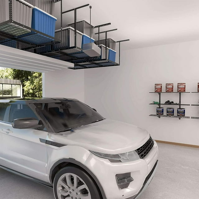 3 x 6ft Heavy Duty Overhead Garage Storage Rack, 22'' to 40" Ceiling Drop-Down Height Adjustable Storage Racks, 450 LBS Weight Capacity, 72" L x 36" W x 40" H